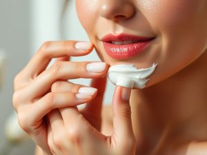 Aplicând cremă hidratantă pe piele catifelată.