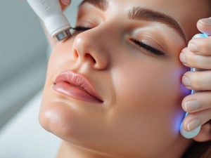 Femeie primind un tratament facial minim invaziv.