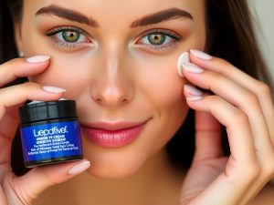 Femeie aplicând cremă sub ochi pentru cearcăne.